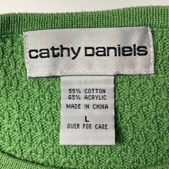 Vintage Pullover Chunky Knit Sweater Womens Large Lime Green Classic Layering - Picture 7 of 8